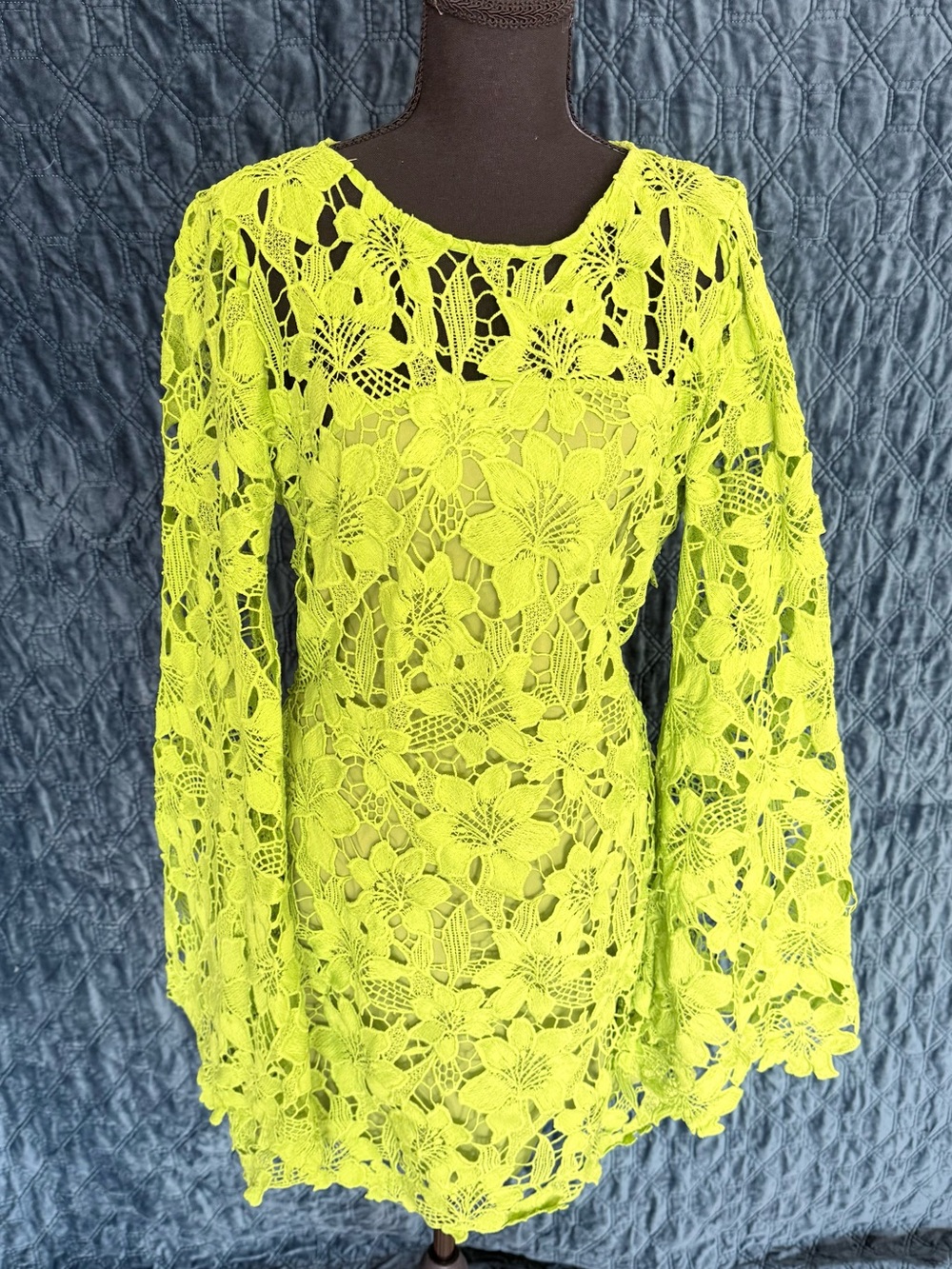 Vici Neon Lime Crochet Lace Dress